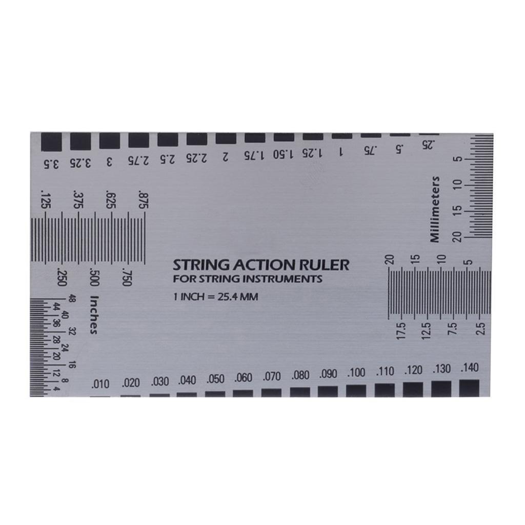 Stainless Steel String Action Ruler with 2pcs Fingerboard Protector Guard