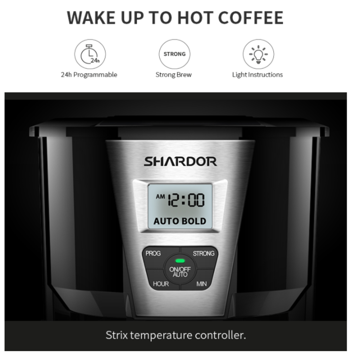 Máy pha cà phê tự động Shardor CM515B công suất 1000W, tích hợp chức năng hẹn giờ pha - Hàng Nhập Khẩu