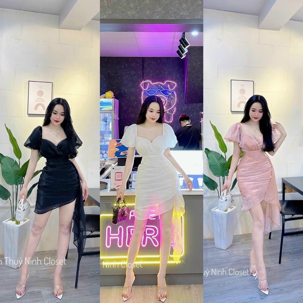 FREESHIP Đầm váy nữ ôm body dự tiệc tôn dáng 3 màu sang chảnh phối tơ kiếng KIM GIA DS
