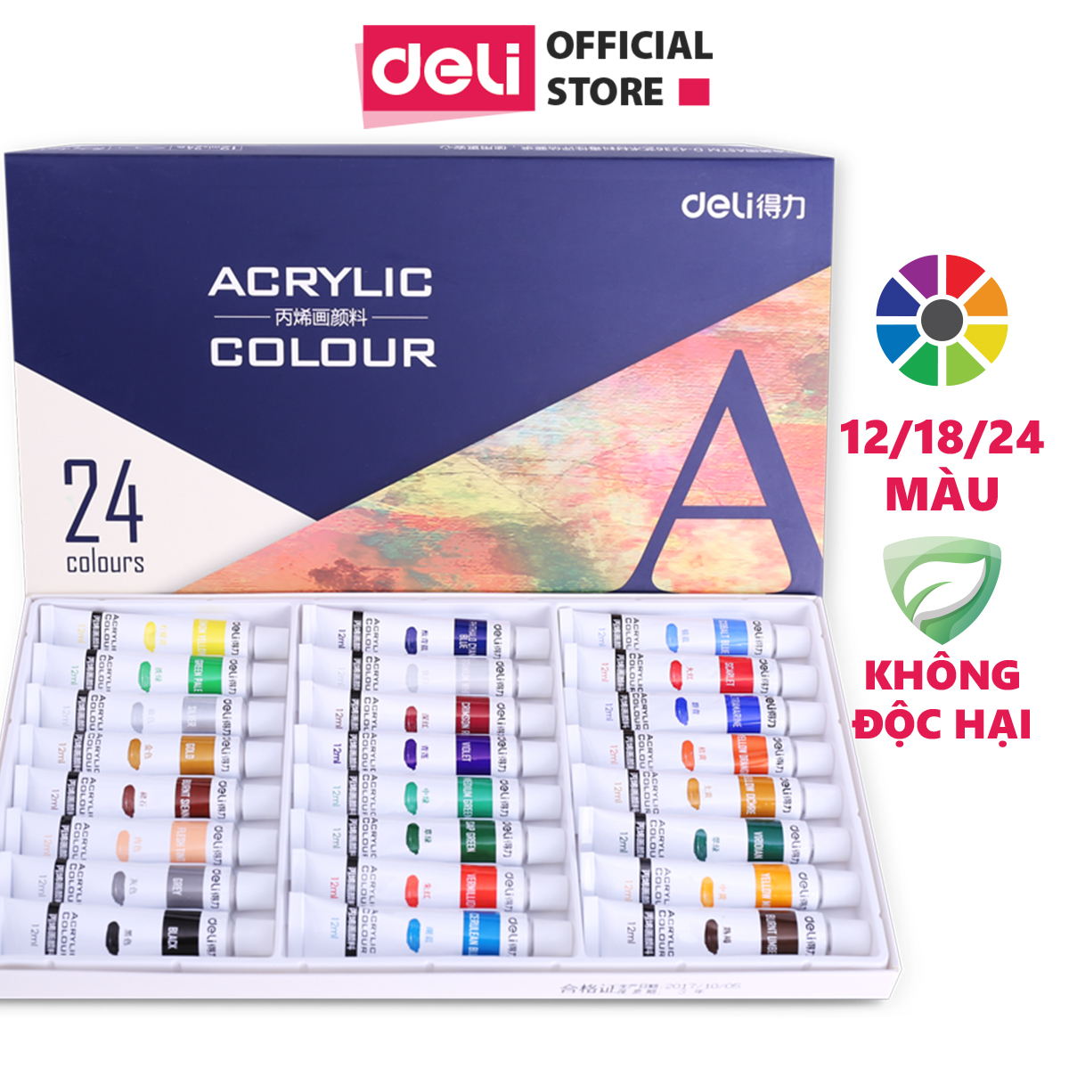 Màu Acrylic Chuyên Nghiệp Deli - 12/18/24 Màu - 73856/73857/73858