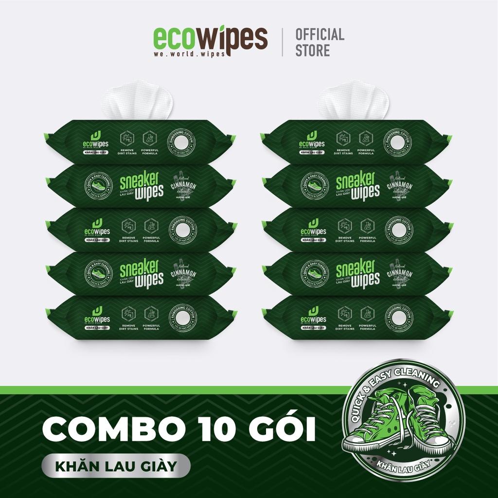 Combo 10 gói khăn ướt lau giày Sneaker Wipes gói 25 tờ làm sạch nhanh các loại vết bẩn