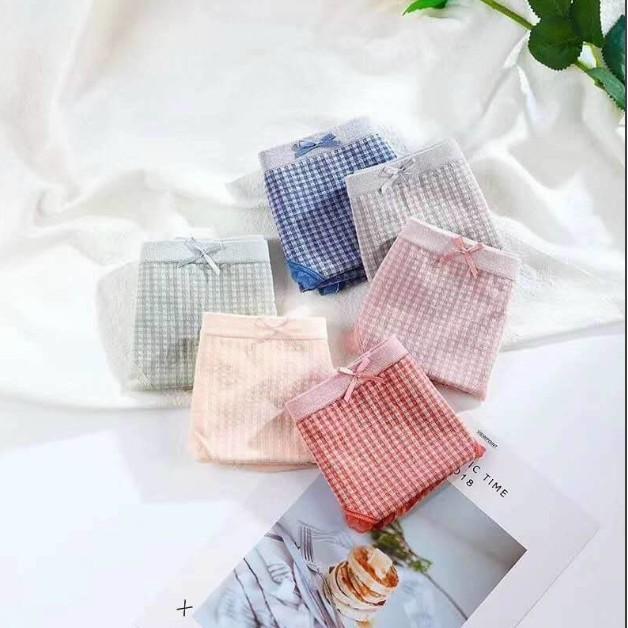 MỚI*ĐƯỢC CHỌN MÀU- Quần lót cotton kẻ nơ kháng khuẩn CHỐNG VIÊM - CHILLHOUSE