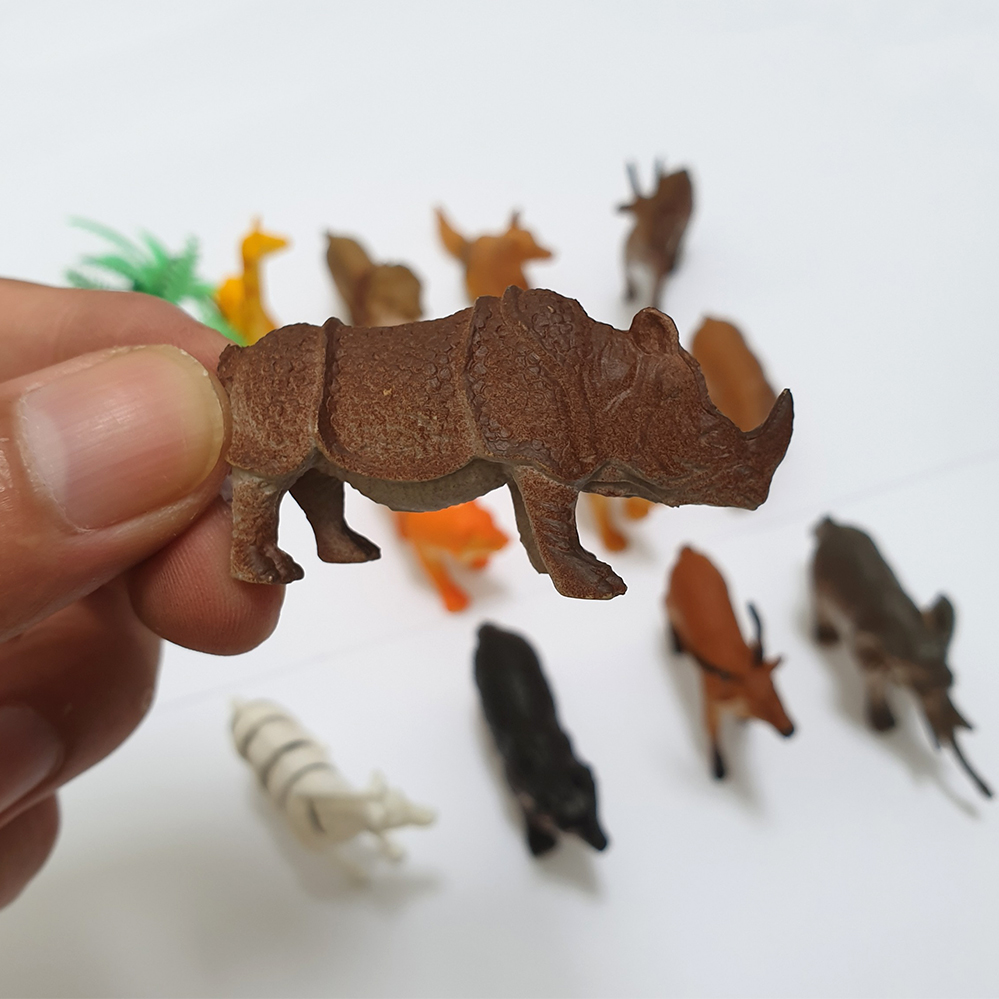 Bộ sưu tập 12 thú rừng Safari hoang dã (5-7 cm) bằng nhựa đặc nguyên khối, an toàn cho trẻ, thích hợp làm đồ chơi, mô hình học tập, nhận biết cho bé trai, bé gái trên 3 tuổi