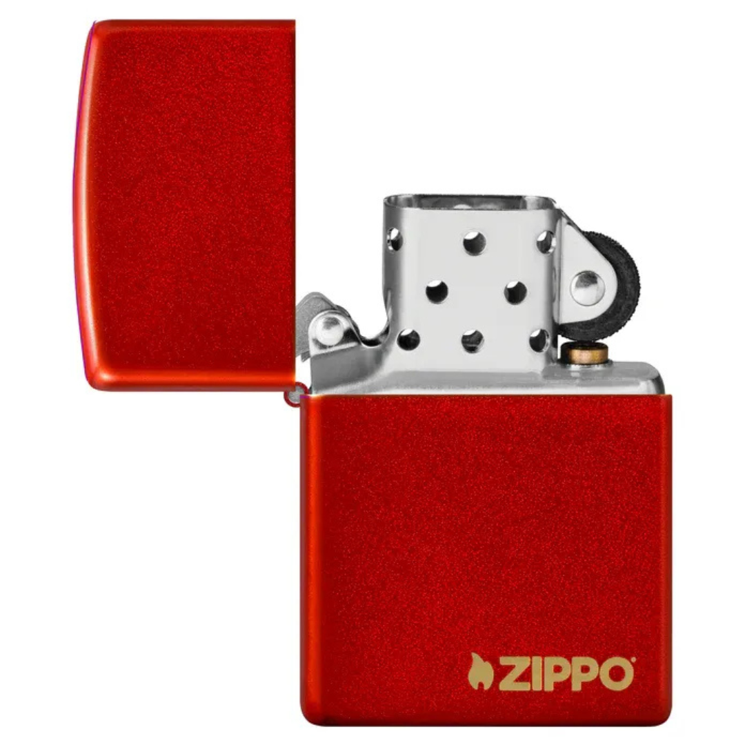 Bật Lửa Zippo Chính Hãng Classic Metallic Red Logo - Màu Đỏ Kim Loại Chống Gió