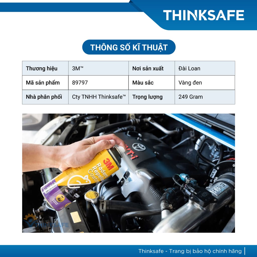 Chai xịt đuổi chuột 3M Thinksafe, xịt chống chuột ô tô, bình thuốc đuổi chuột, xua đuổi, an toàn tiện lợi - 3M T9 250g