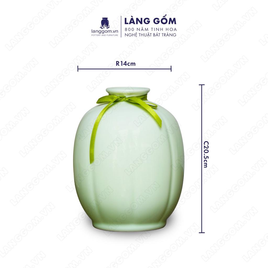 Bình hoa, lọ hoa Gốm sứ Bát Tràng cao cấp Men ngọc quả dưa bé dùng làm quà tặng, trang trí - Làng Gốm Bát Tràng