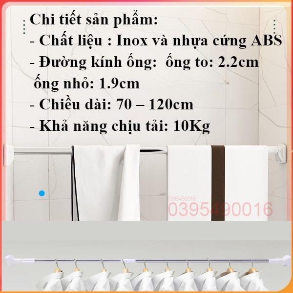 Xà Treo Quần Áo 120-160cm Treo Rèm Nhà Tắm Rút Gọn Đa Năng Không Cần Khoan Vít, Chất Liệu Inox Chắc Chắn - NGẮN 70 - 120 CM