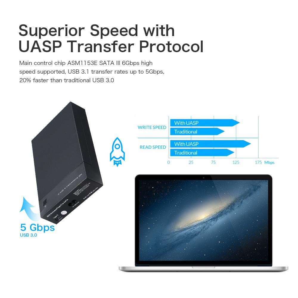 Vỏ ổ cứng HDD USB3.1 Type-C SSD 2,5 / 3,5 inch Thay thế cho TV / Máy tính / PS4