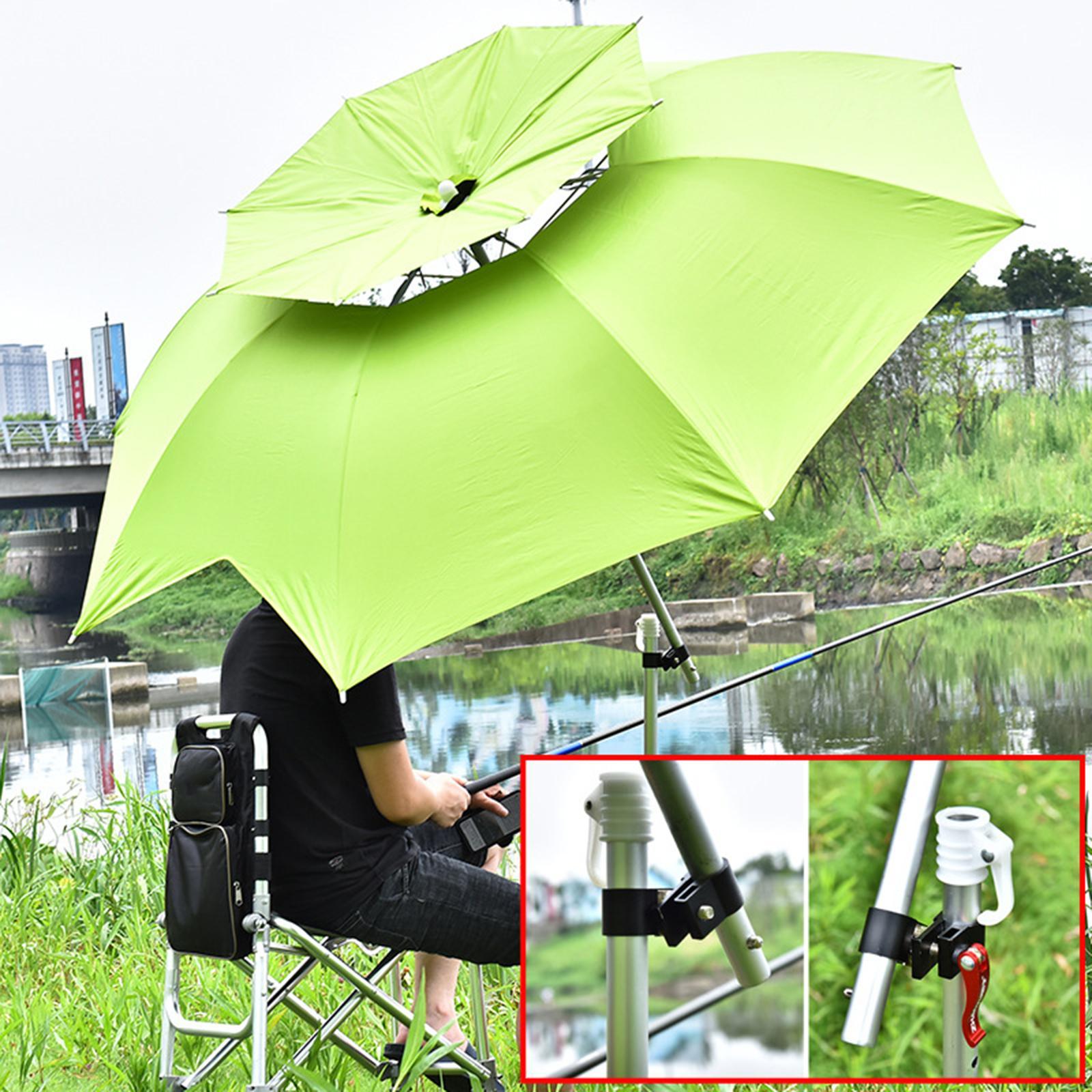 2xHeavy Duty Fishing Umbrella Bracket Fixed Clip Brackets Mounting Accessories Black