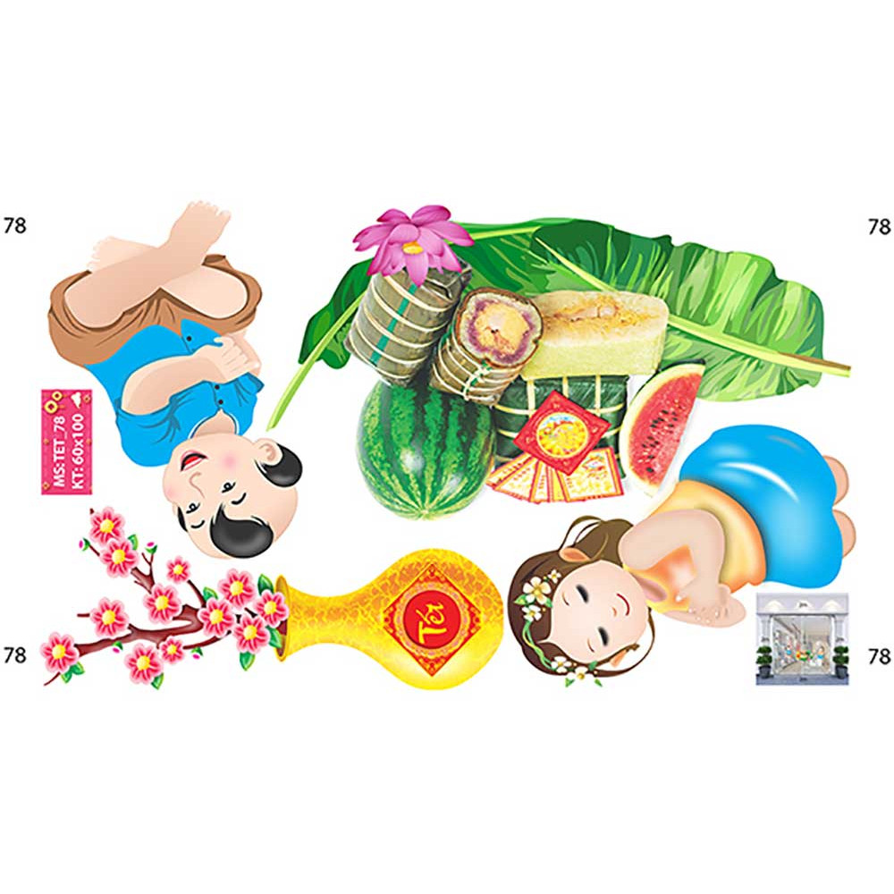 Decal trang trí tết combo số 4