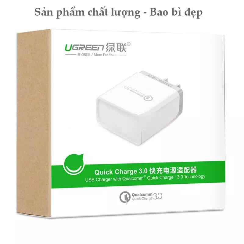 Ugreen UG20839CD122TK 18W màu Trắng Củ sạc nhanh cổng USB chuẩn QC 3.0 - HÀNG CHÍNH HÃNG