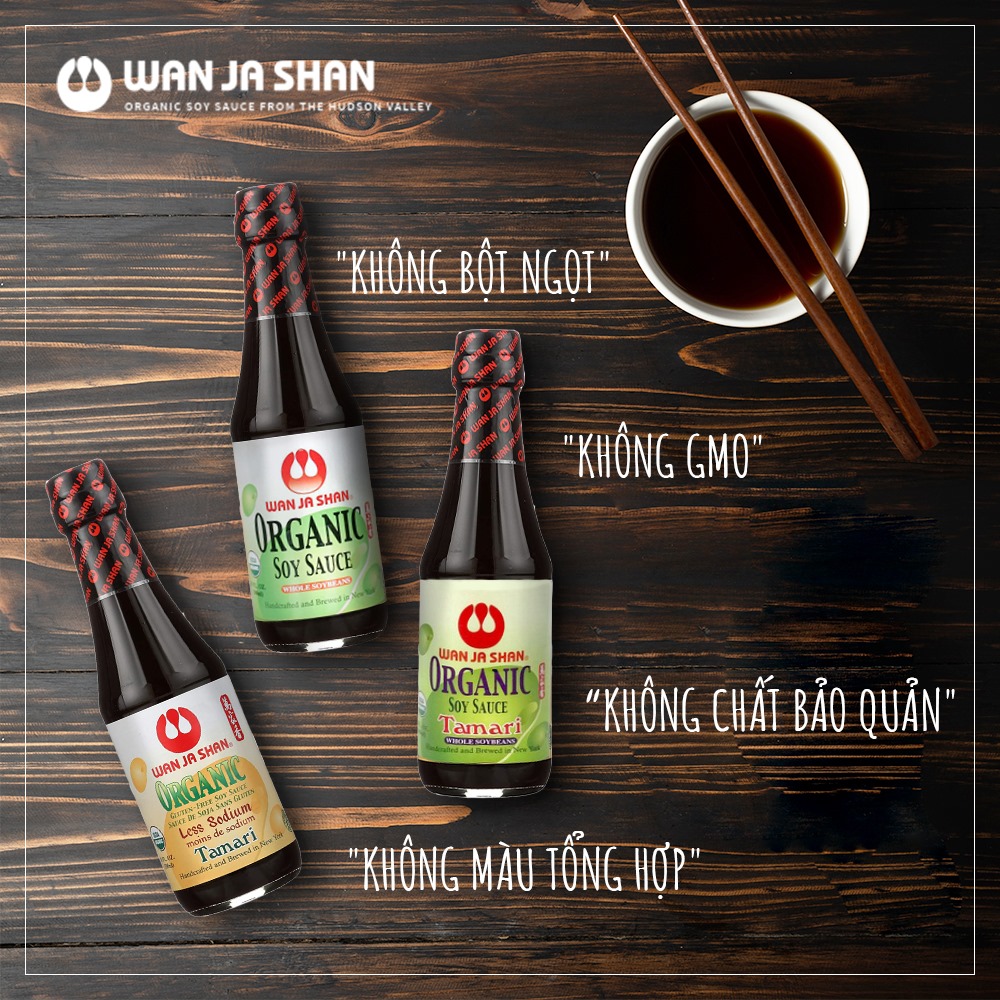 Nước Tương Đậu Nành Hữu Cơ Wan Ja Shan Organic Soy Sauce 300ml