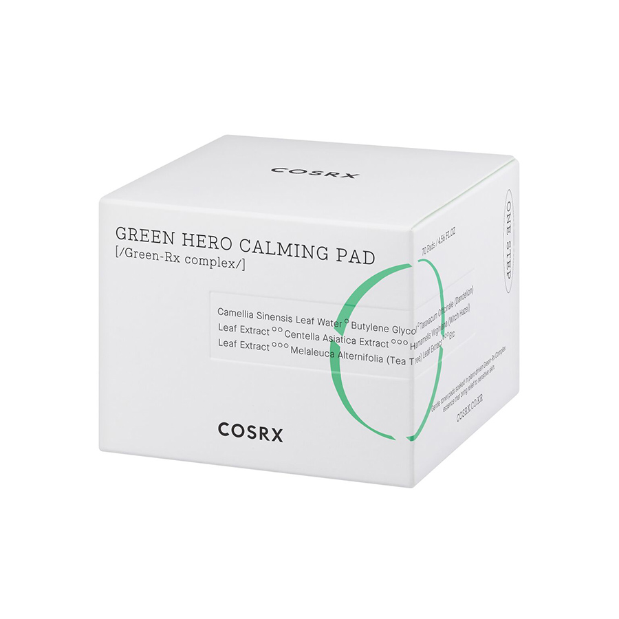 Bông Tẩy Tế Bào Chết Hoá Học Dưỡng Ẩm Và Dịu Da (0.25 % PHA + Trà Xanh) COSRX One Step Green Hero Calming Pad 70 Miếng