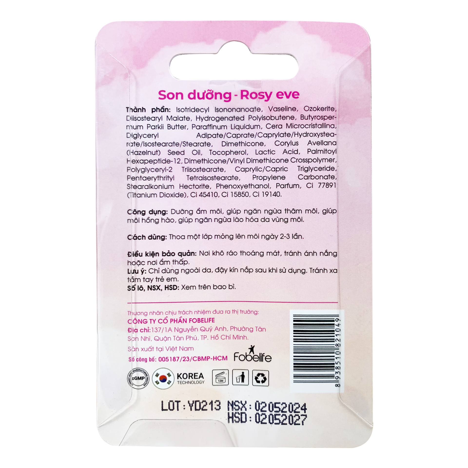 Son Dưỡng Ẩm Môi Khô, Môi Hồng Hào, Giảm Thâm Môi - 5 g