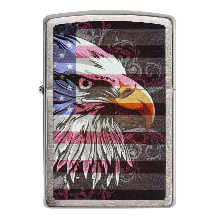 Bật Lửa Zippo 28652 - Eagle Flag Brushed Chrome