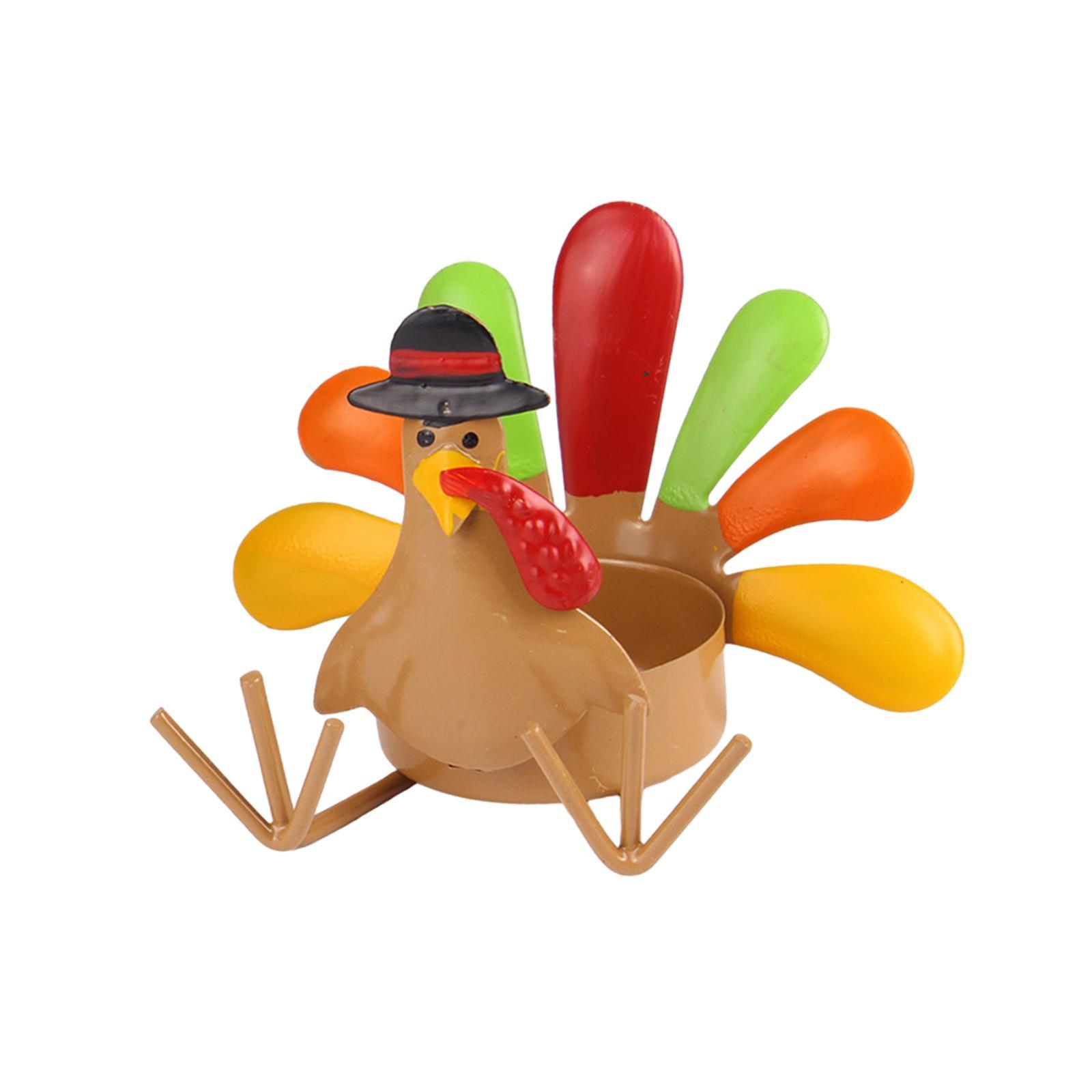 Metal Turkey Tealight Candle Holder Candleholder Table Decoration Versatile Accessory Rustic Decorative Ornament for Mantel, Window, Shelves