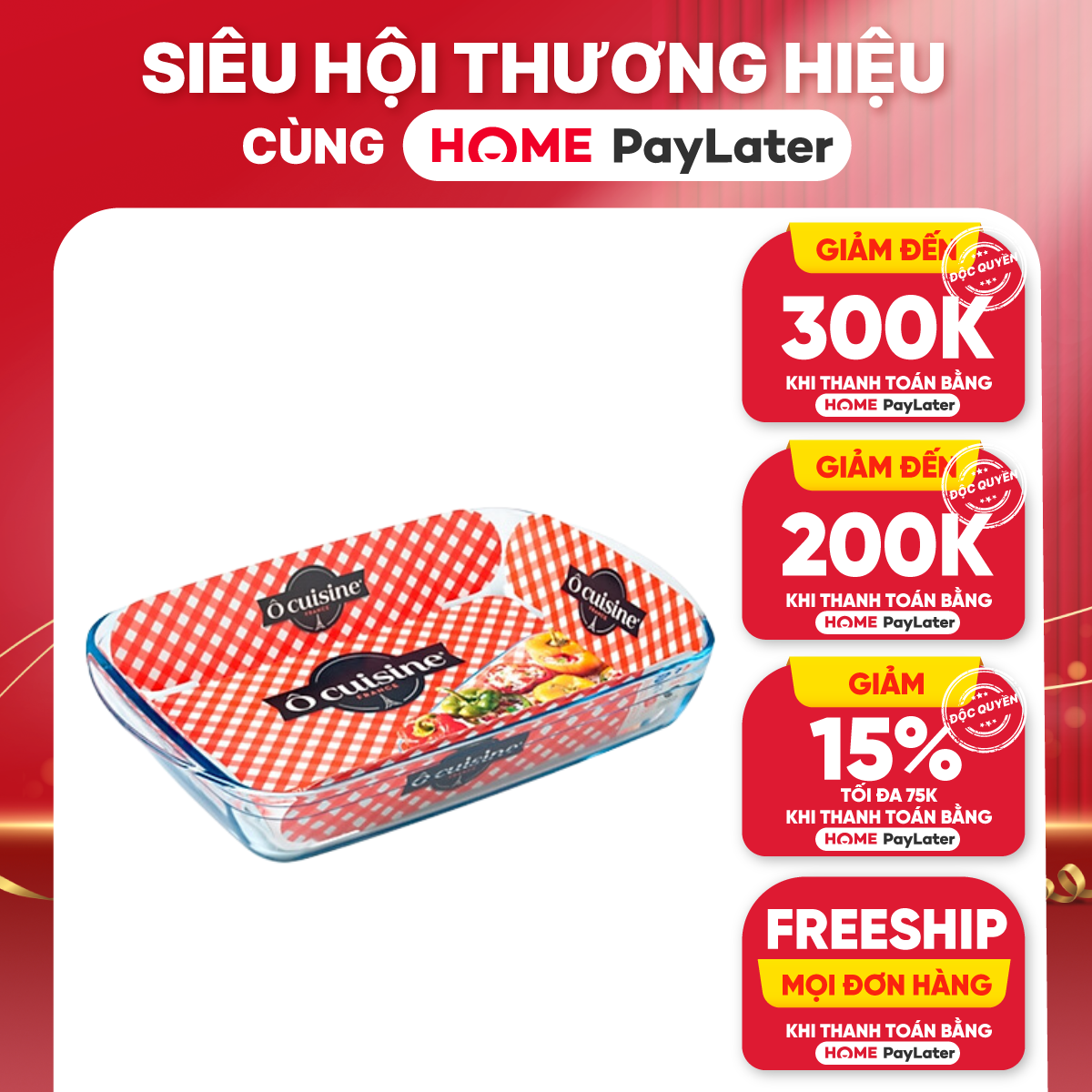 Ocuisine - Khay bánh hình vuông - 39x24x6cm