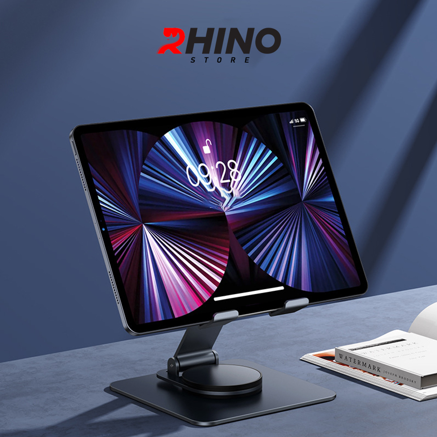Hình ảnh Kệ đỡ Ipad, máy tính bảng 360° Rhino KP501, giá đỡ nhôm cao cấp để bàn tiện lợi có thể gấp gọn - Hàng chính hãng