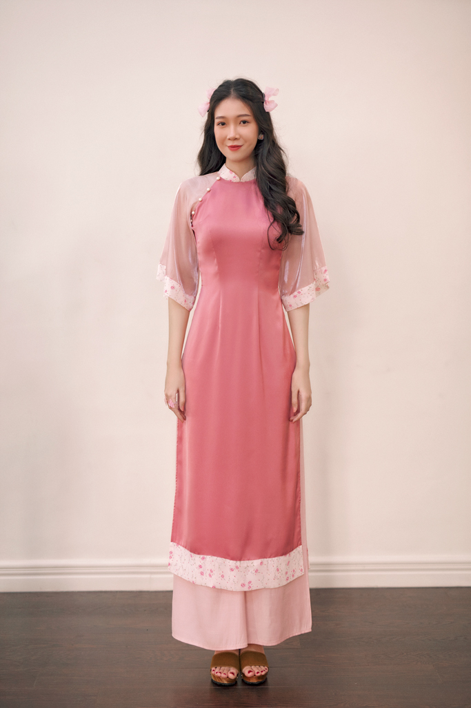 Sumire Store Áo dài Bách Hoa Xuân - Hồng đậm hoa hồng