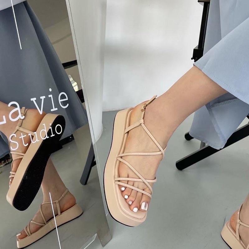 Giày sandal nữ ulzzang đế xuồng trơn 3p dây mảnh đế cao nữ Shoes Paradise SD06