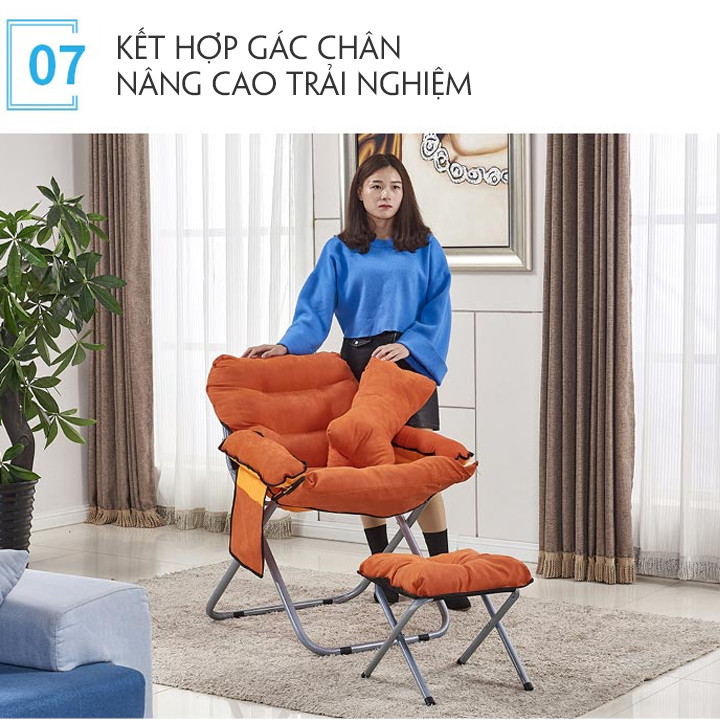 Ghế SOFA Lười Gấp Gọn - Ghế SOFA Thư Giãn Kèm Đôn