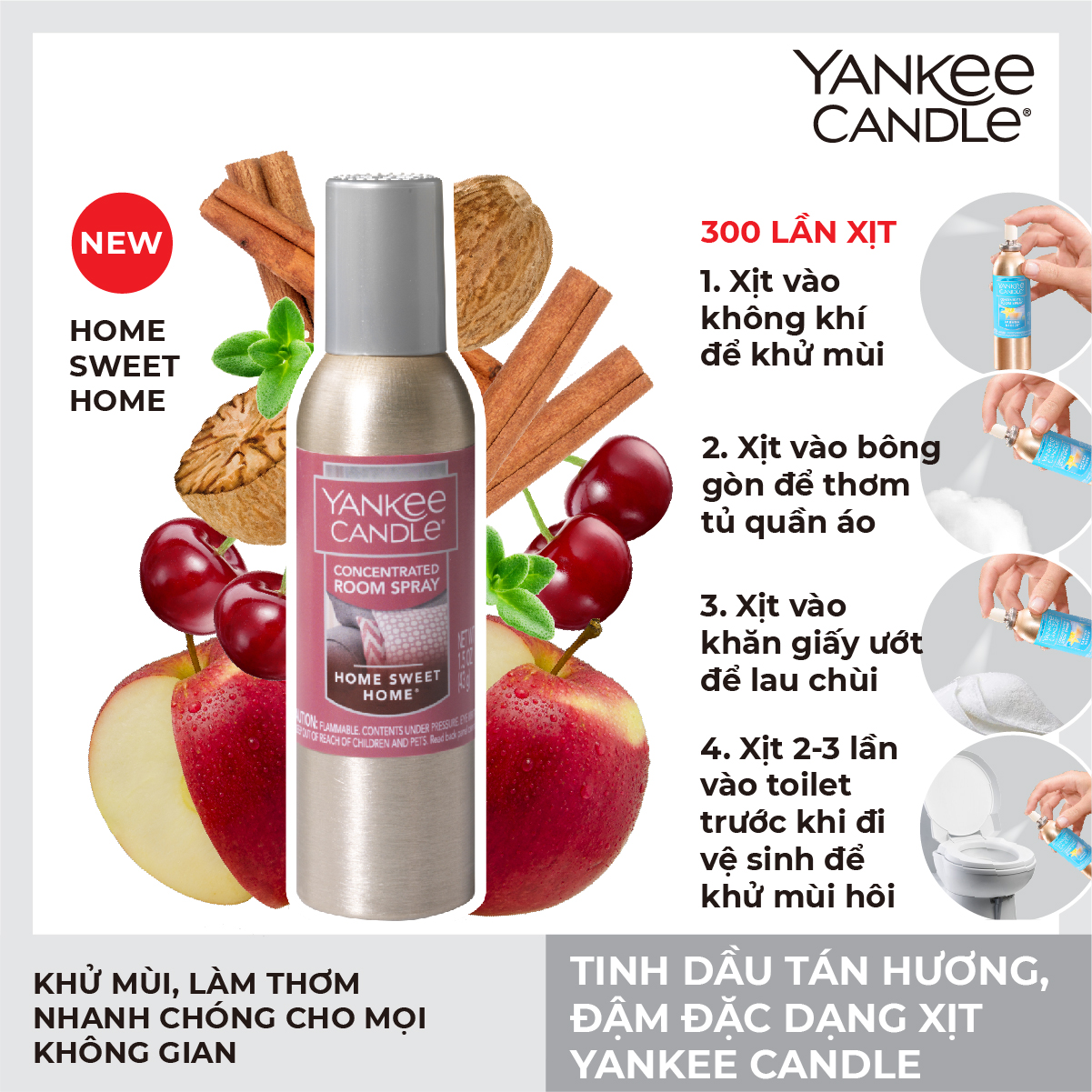 Tinh dầu tán hương đậm đặc dạng xịt Yankee Candle - Home Sweet Home (42.5g)