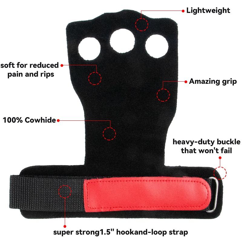 Leather Gymnastic Hand Grips Crossfit Weightlifting Workout Gym Gloves Palm Protection Wrist Wrap Fitness Training Hand Blisters
