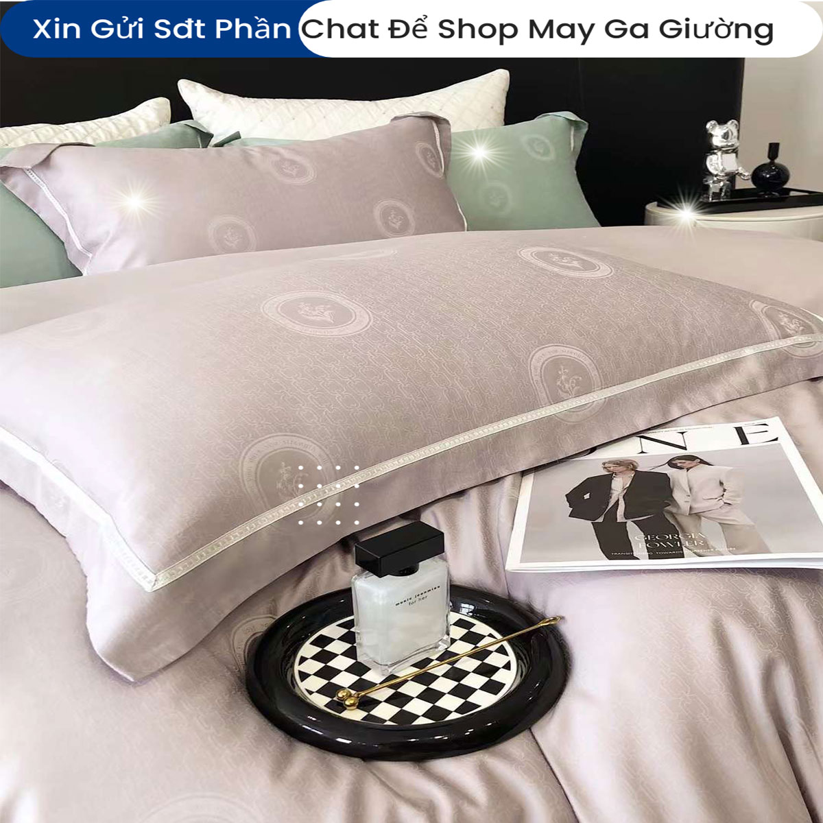 Bộ Chăn Ga Gối Đệm Lụa Tencel 100s Màu Trơn 5 Món ANNA NGUYÊN Cao Cấp Chăn Chần Bông Lụa Mềm 01