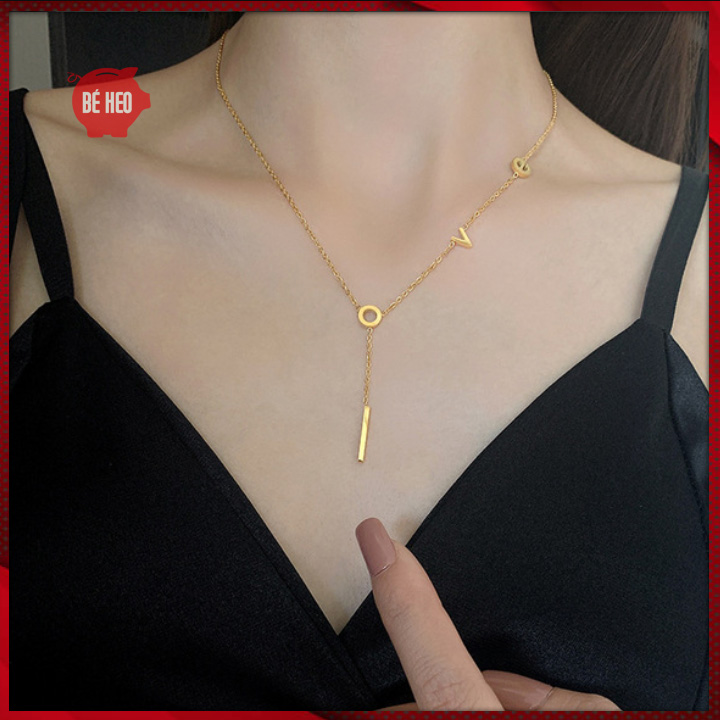 Dây chuyền titan chữ Y chữ Love - Trang sức Bé Heo BHDC260