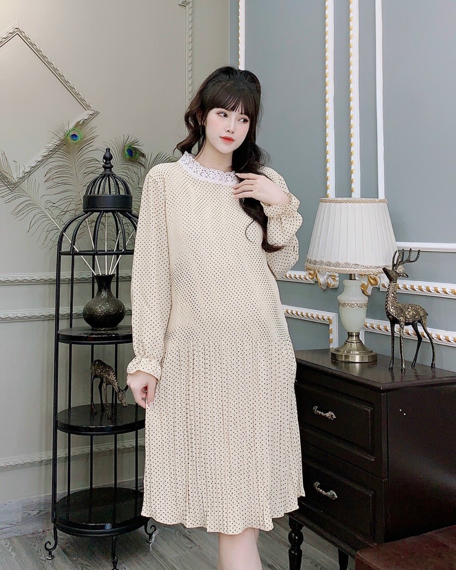 Đầm bầu voan dài tay thời trang