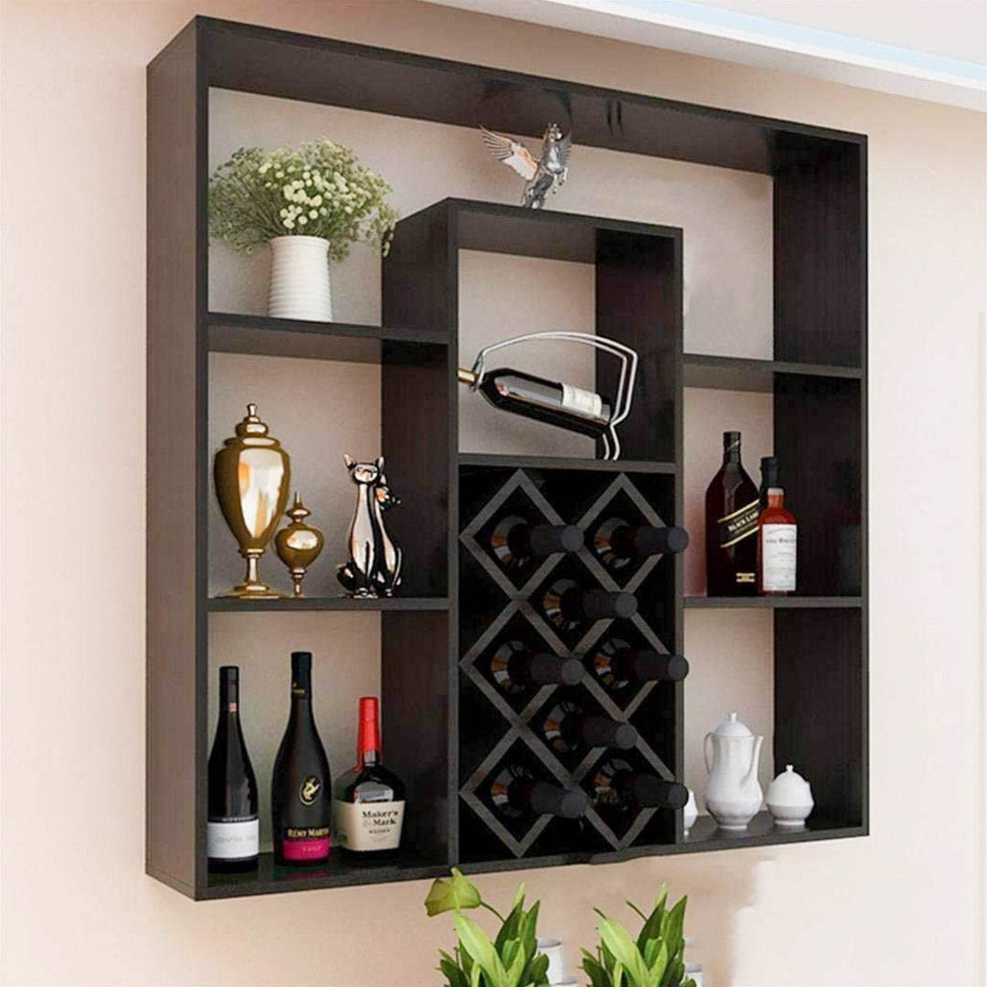 Kệ rượu gỗ hiện đại SMLIFE Abarais | Gỗ MDF dày 17mm chống ẩm | D100xR23xC100cm