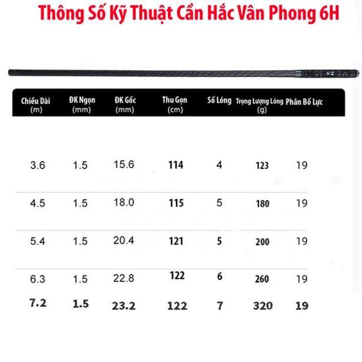 Cần Câu Đài Hắc Vân Phong 6H