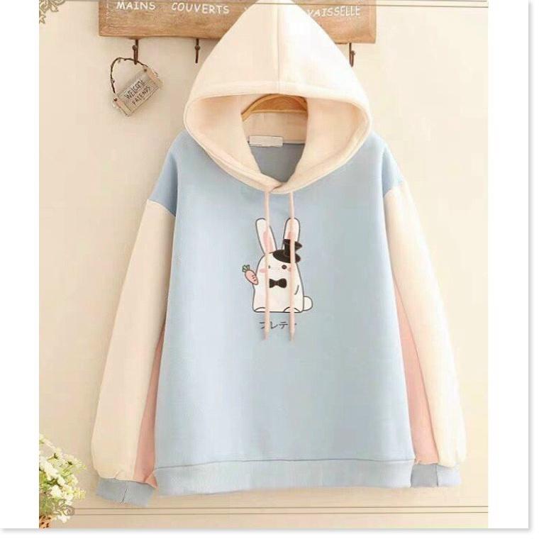 Áo khoác hoodies form rộng có mũ con thỏ cực đẹp