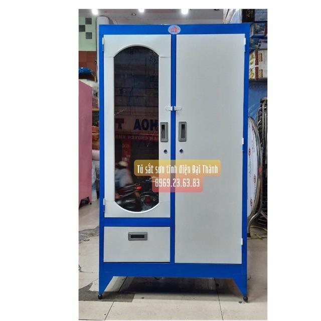 Tủ sắt giá rẻ Đại Thành 1m6x90cm sơn tĩnh điện màu xanhu
