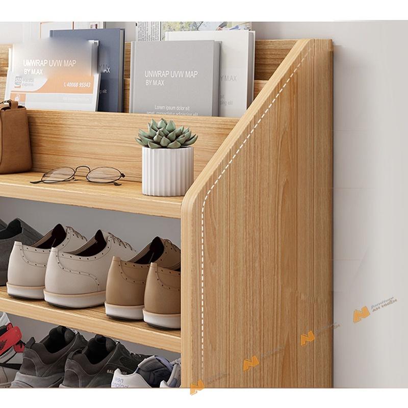 Made in VN Tủ giày kết hợp kệ sách decor phong cách gỗ mdf 17mm công ty Mộc Phát độ bền trên 30 năm AN026