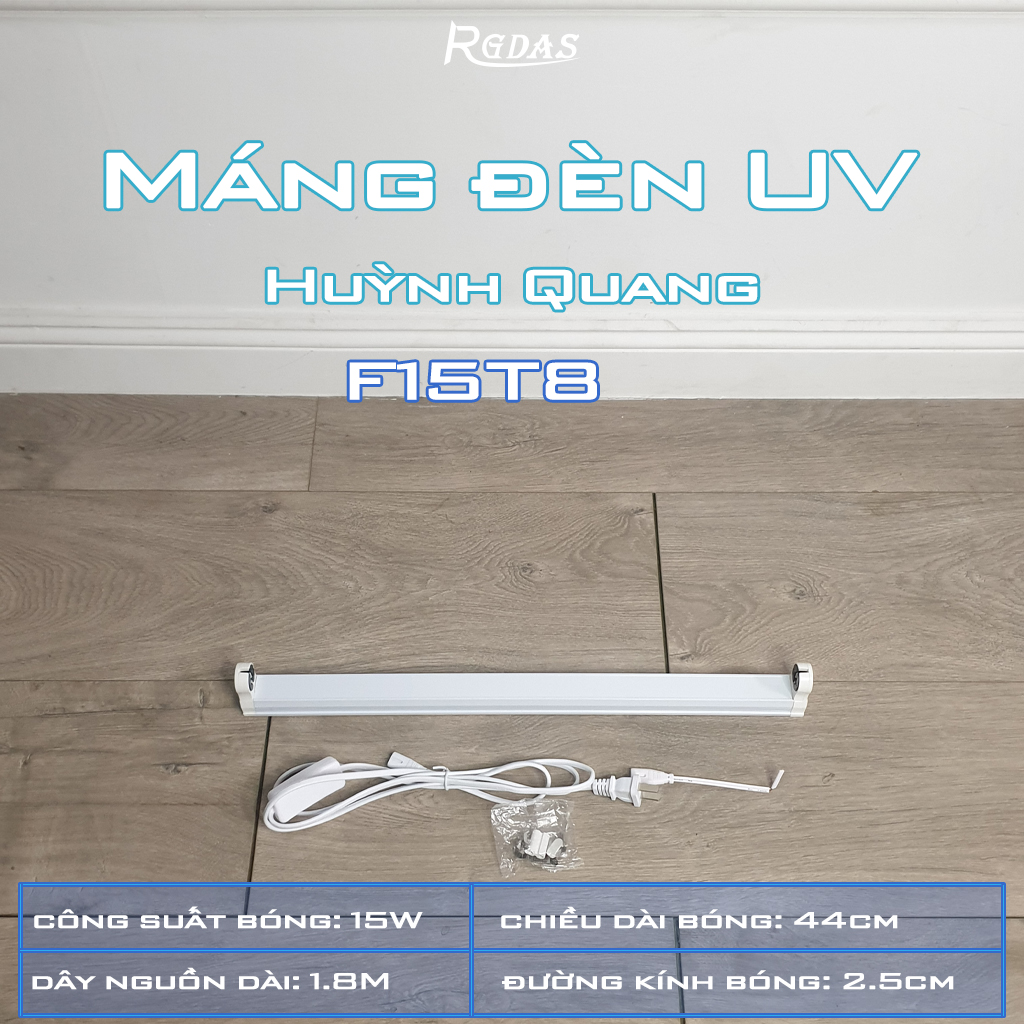 Máng đèn huỳnh quang UV cực tím đầy đủ kích thước dây nguồn dài 1.5m