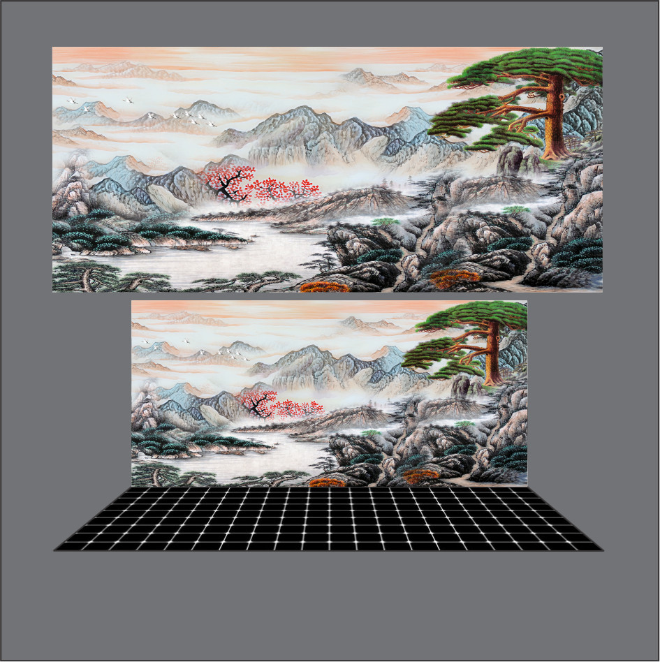 Tranh 3D dán hồ cá , đáy kẻ caro - nền trắng kẻ đen/đỏ có keo sẵn trên bề mặt in mọi kích thước theo yêu cầu