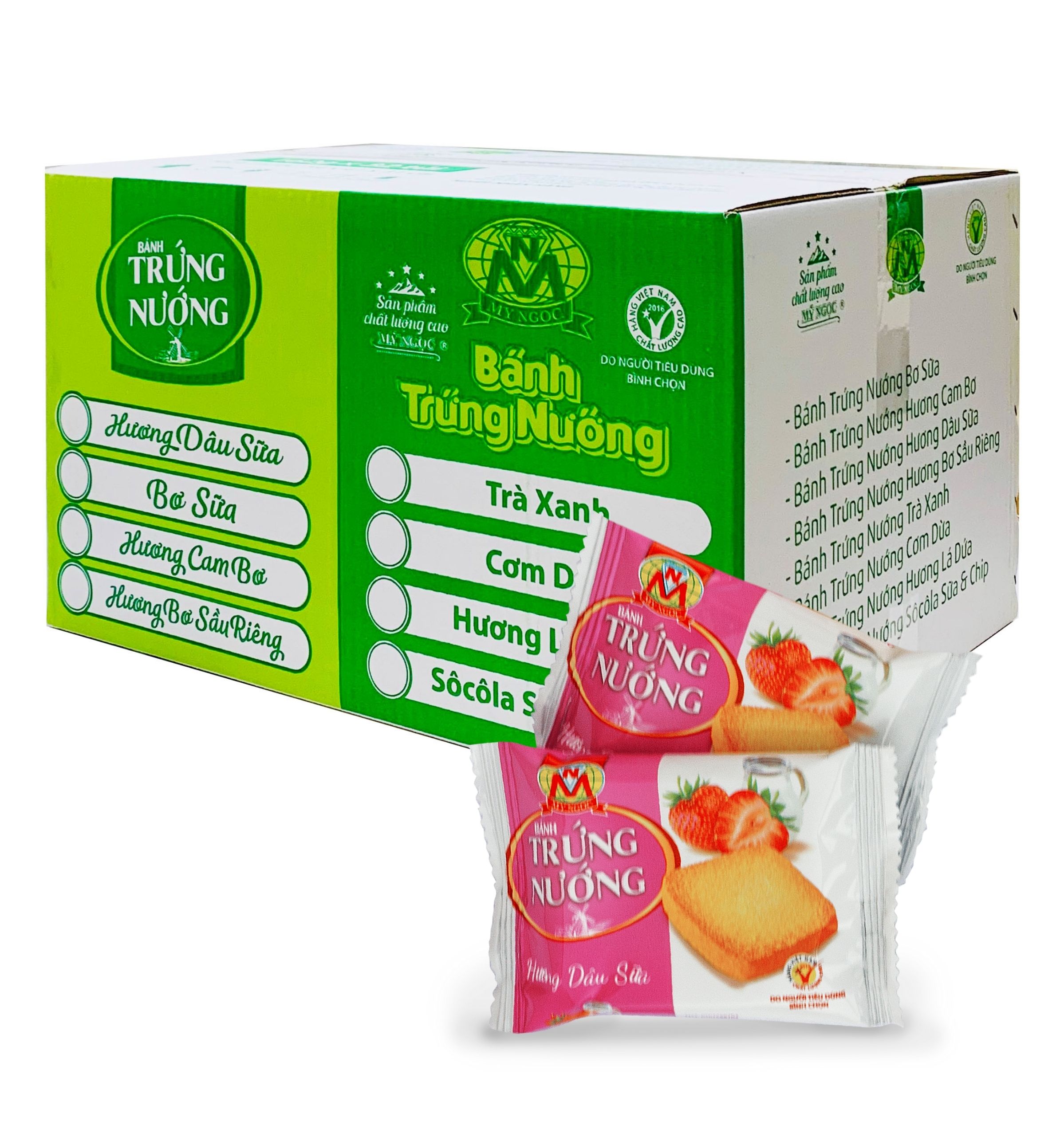 1 kg-1 Bánh trứng nướng Hương DÂU SỮA tươi MỸ NGỌC