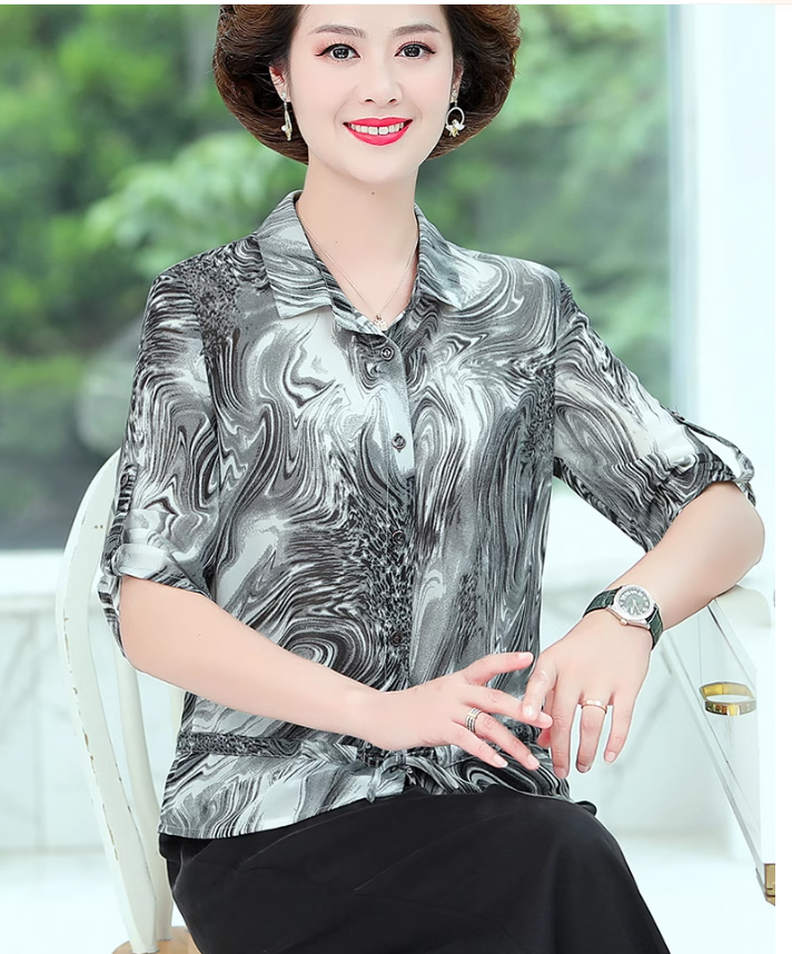 Áo Sơ Mi  Voan Sang Trọng Cho Mẹ SM47 - Hàng Quảng Châu Cao Cấp