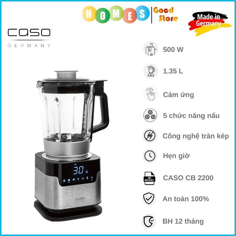 Máy Xay Sữa Hạt CASO CB 2200, Thiết Kế Hợp Kim Siêu Bền, Làm Sữa, Soup Kem, Dung Tích 1.4L, Công Suất 1000W - Hàng Nhập Khẩu Đức