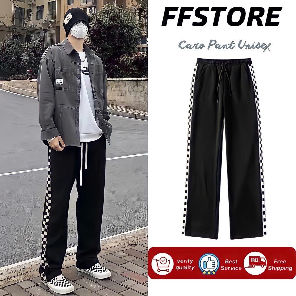 Quần jogger nam nữ thể thao Caro FFSTORE form rộng ống suông vải thun cotton mềm ulzzang unisex