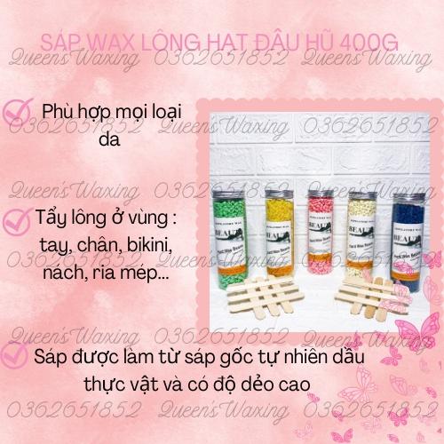 Sáp wax lông cao cấp nhập khẩu siêu bám lông dạng hũ 400G phân loại màu + tặng que gỗ