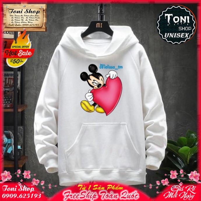 ÁO HOODIE MICKEY BIG HEART Nỉ Ngoại Cao Cấp - In Pet Siêu Bền Siêu Đẹp