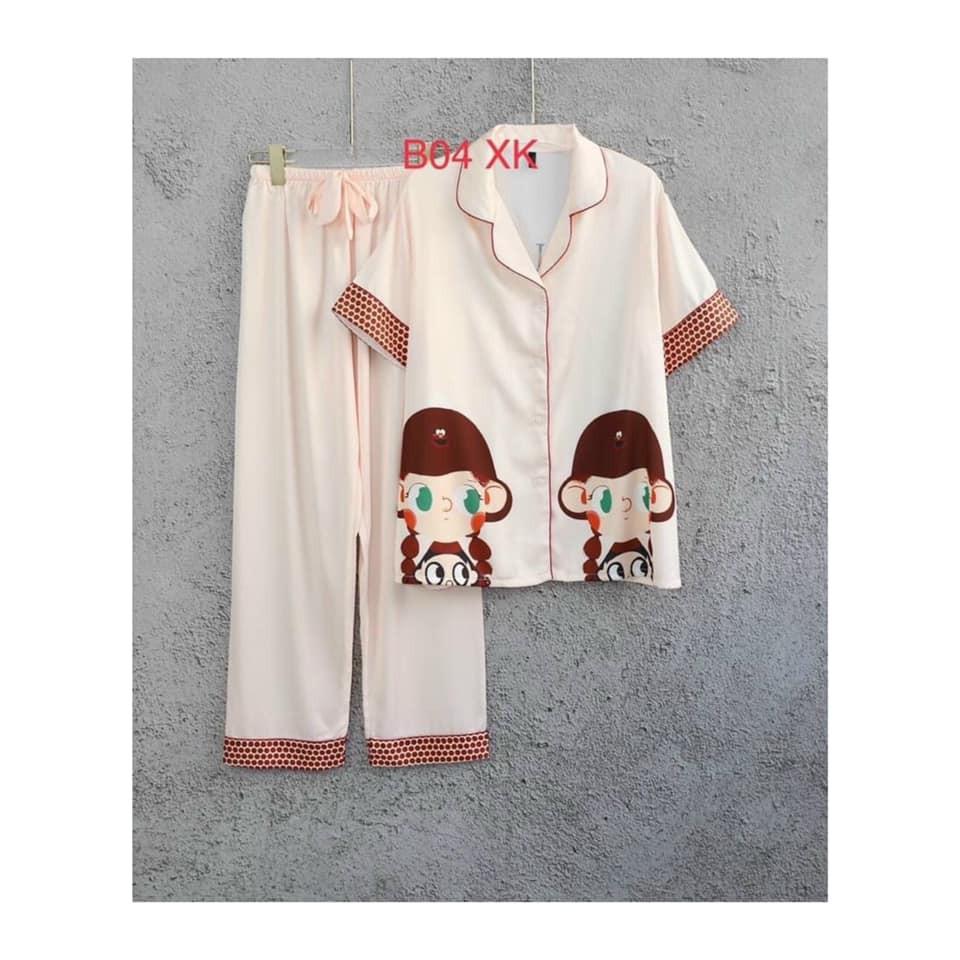 Pijama Lụa Cao Cấp Họa Tiết Cô Bé