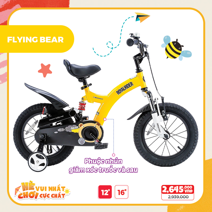 Xe Đạp Trẻ Em Royal Baby Flying Bear 12 Inch Màu Vàng RB12B-9/YELLOW