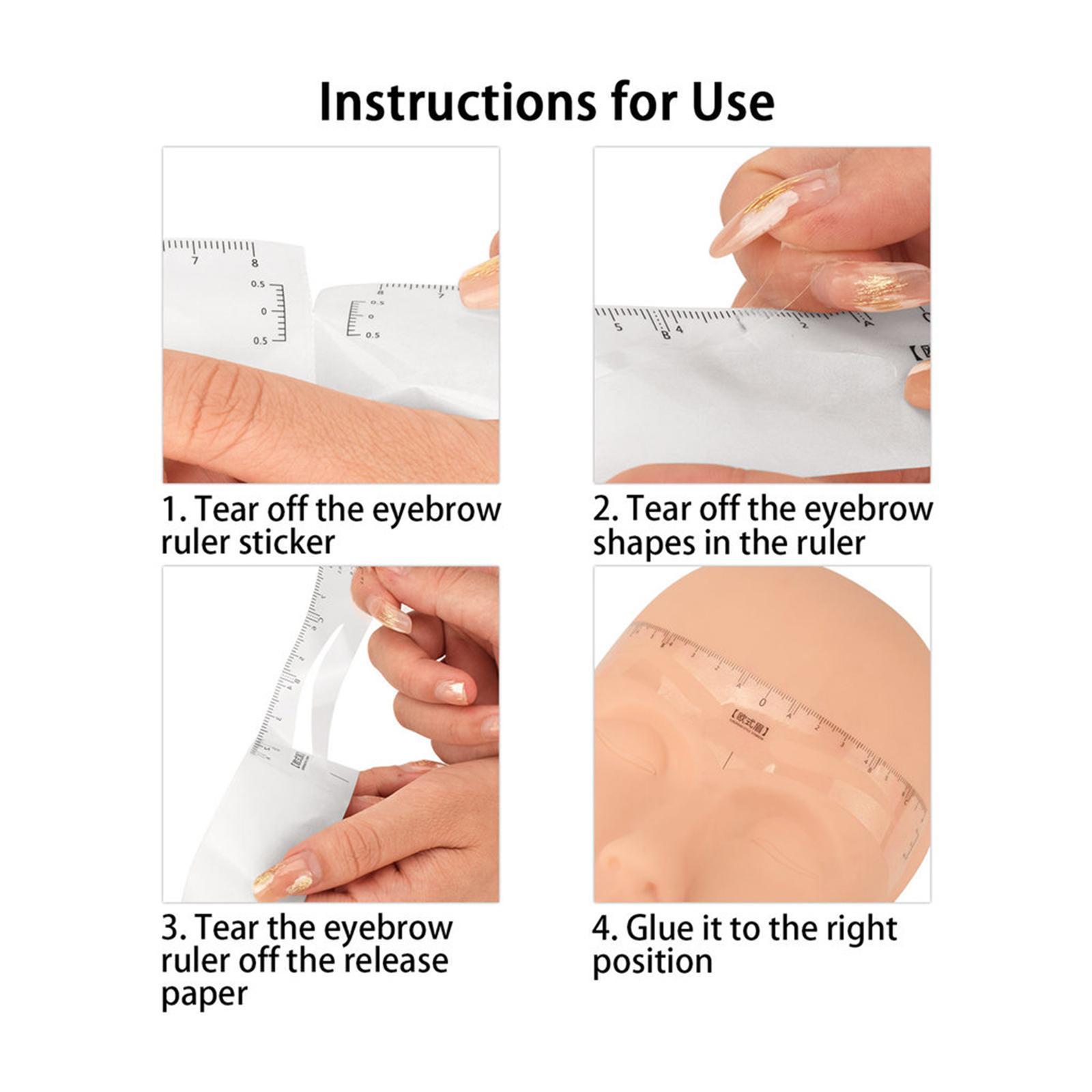 50x Disposable Eyebrow Ruler Stickers Brow Guide for Practice Training