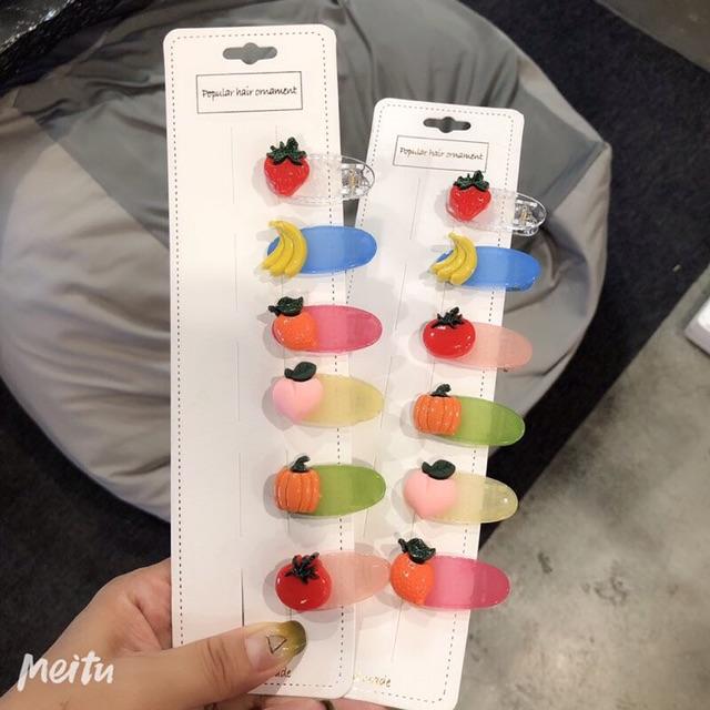 Sét 6 kẹp tóc hoa quả siêu yêu