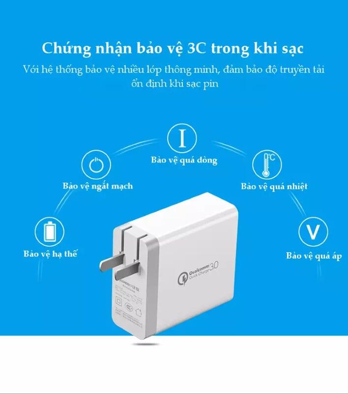 Ugreen UG40713CD132TK 30W màu Trắng Củ sạc nhanh 2 cổng USB chuẩn QC 3.0 + 2.4A - HÀNG CHÍNH HÃNG