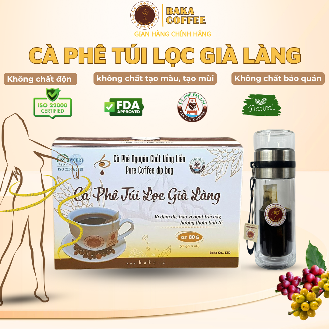 Cà phê túi lọc Già Làng - Hộp 20 gói