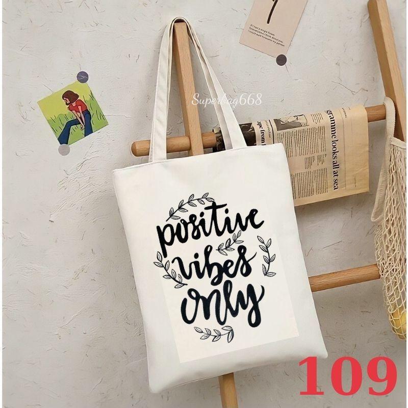 Túi tote túi vải canvas Hàn Quốc hoạ tiết cute đựng vừa A4 laptop đi chơi đi học Superbag668 HQ215